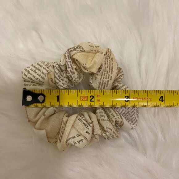 Book Pages Print Hair Scrunchie. Multicolor . Mini - Picture 6 of 6